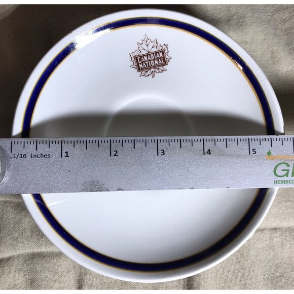 Canadian National CNR Maple Leaf Box Logo Dining Car 5.75” Plate Navy Stripe - Picture 5 of 5